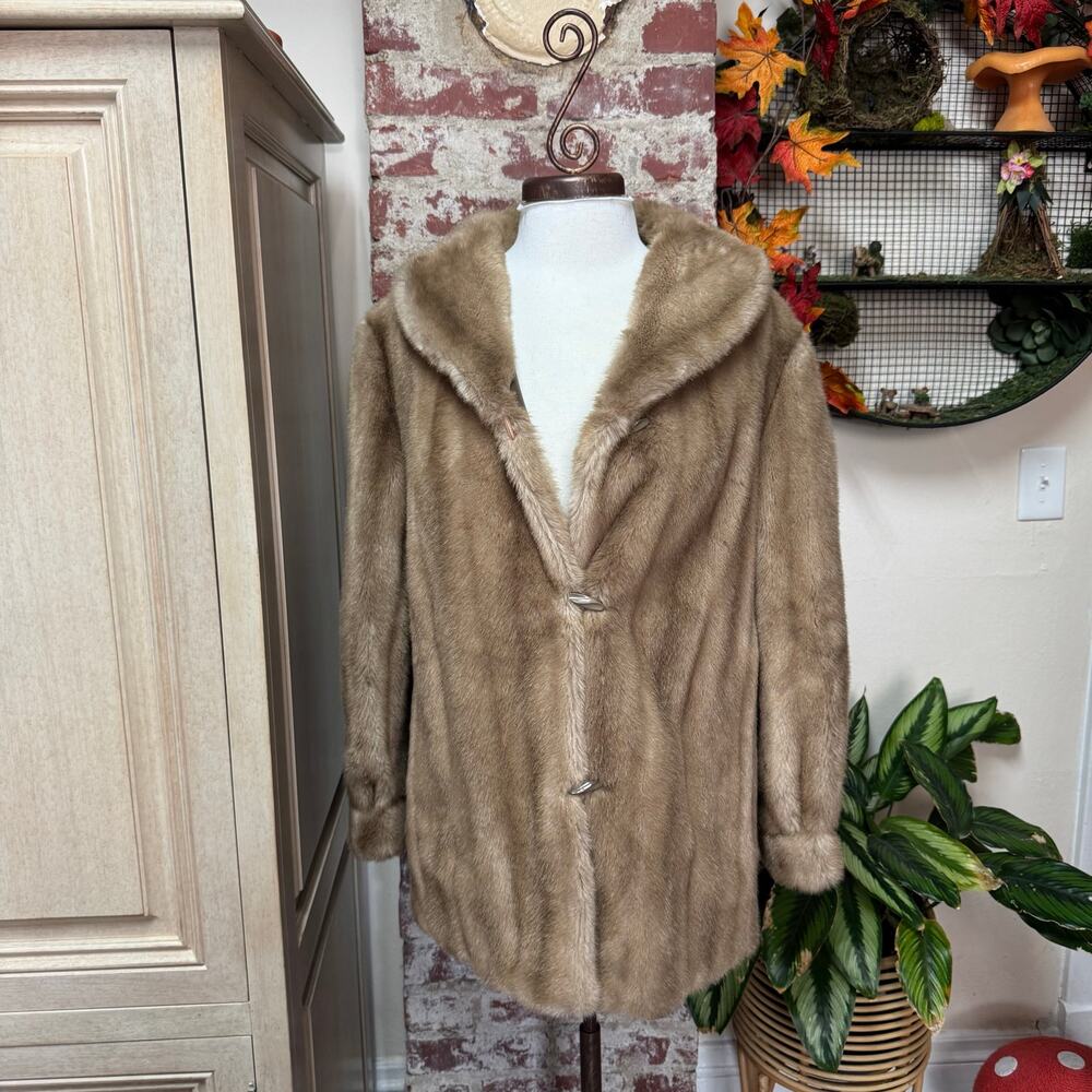 Vintage 60s Faux Mink Fur Coat